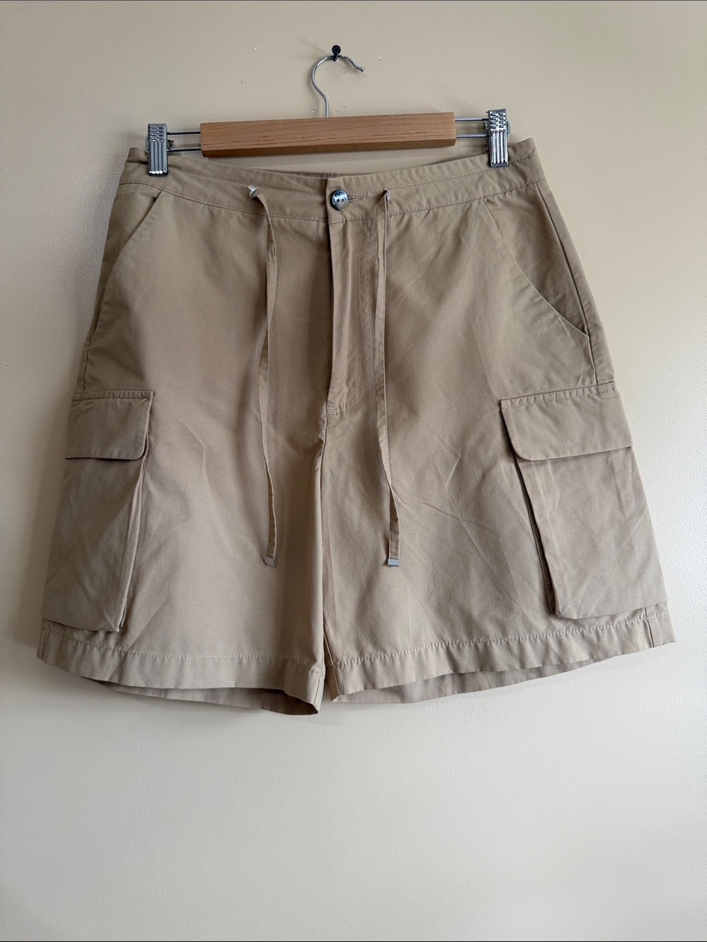 Women Cargo Drawstring Shorts - Khaki